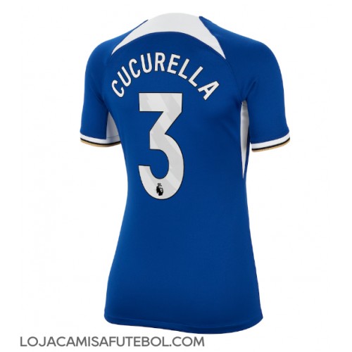 Camisa de Futebol Chelsea Marc Cucurella #3 Equipamento Principal Mulheres 2023-24 Manga Curta